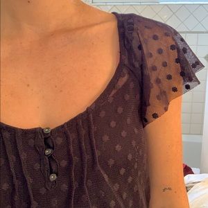 Zara Trafaluc black dress, polka dot mesh overlay